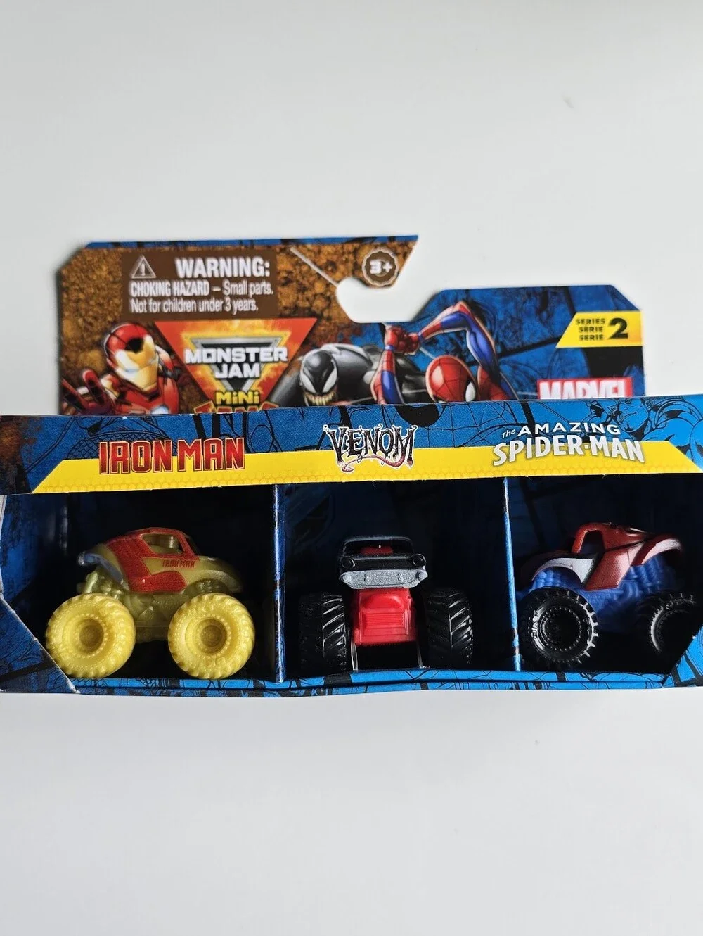 Marvel Mini Monster Jam Trucks Iron-Man & Spider-Man New In Box!